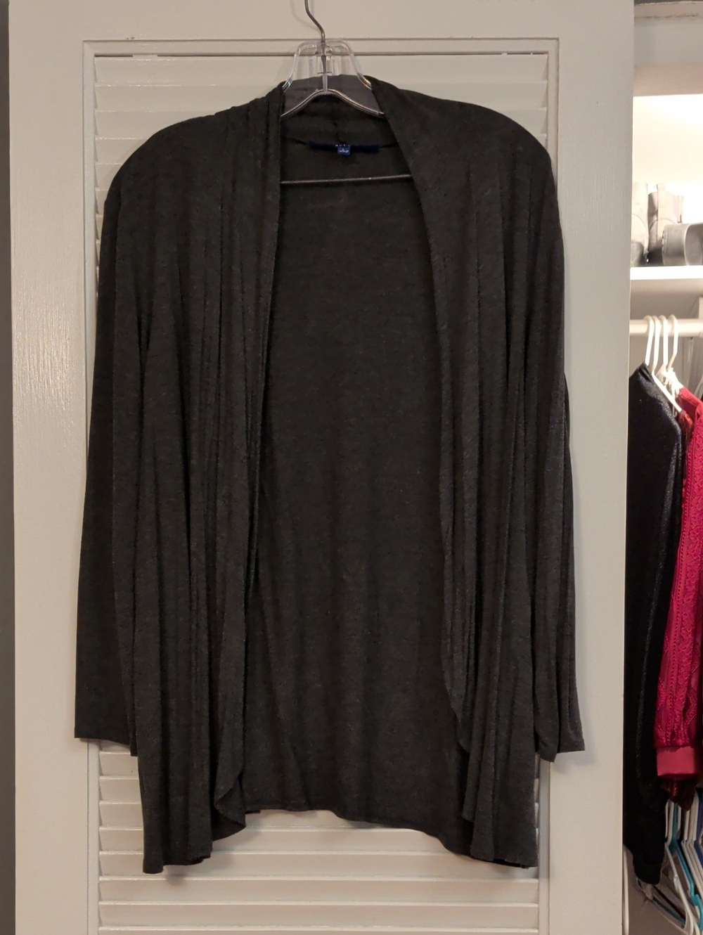 Apt. 9 Charcoal Open-Front Draped Cardigan